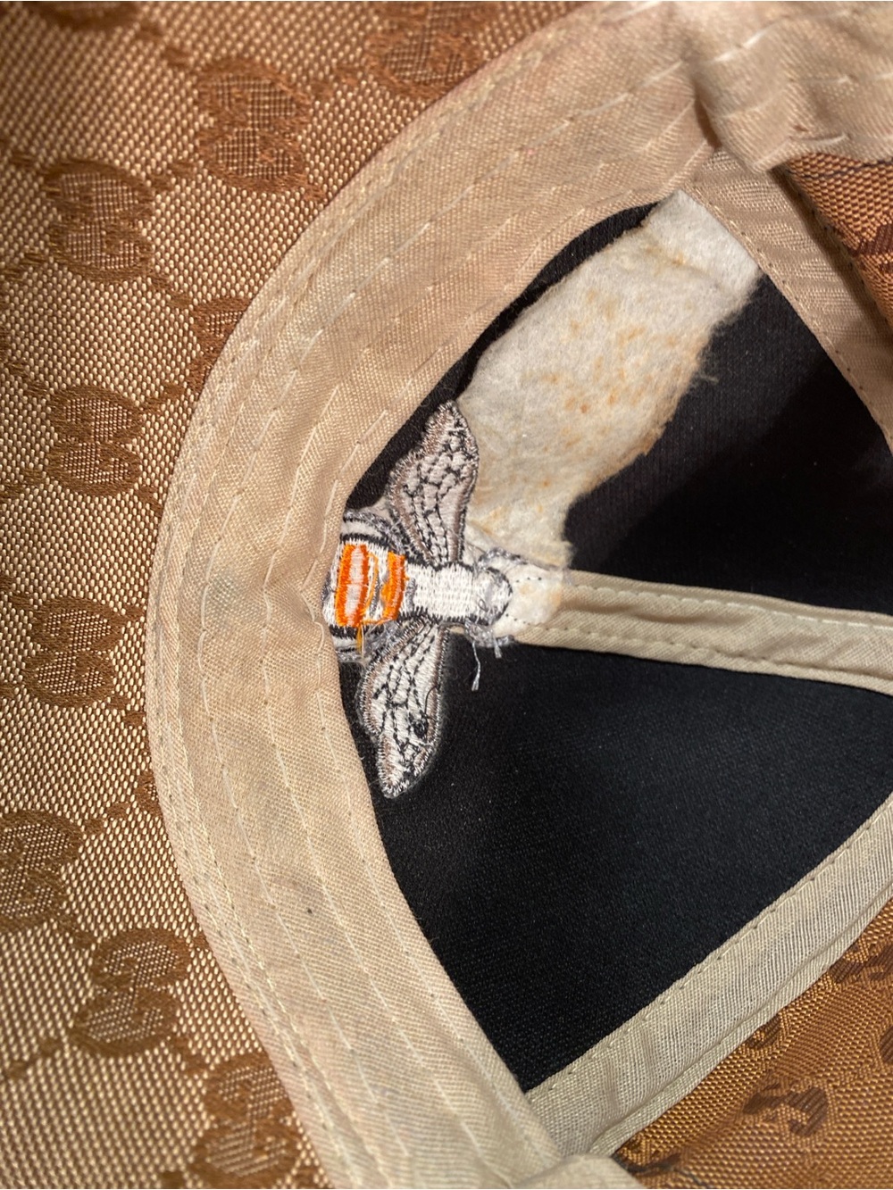 Brown Monogram Cap with Embroidered Bee - Picture 8 of 8